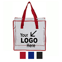 12” W x 12” H x 6” Clear Vinyl Stadium Compliant Tote Bag with Zipper